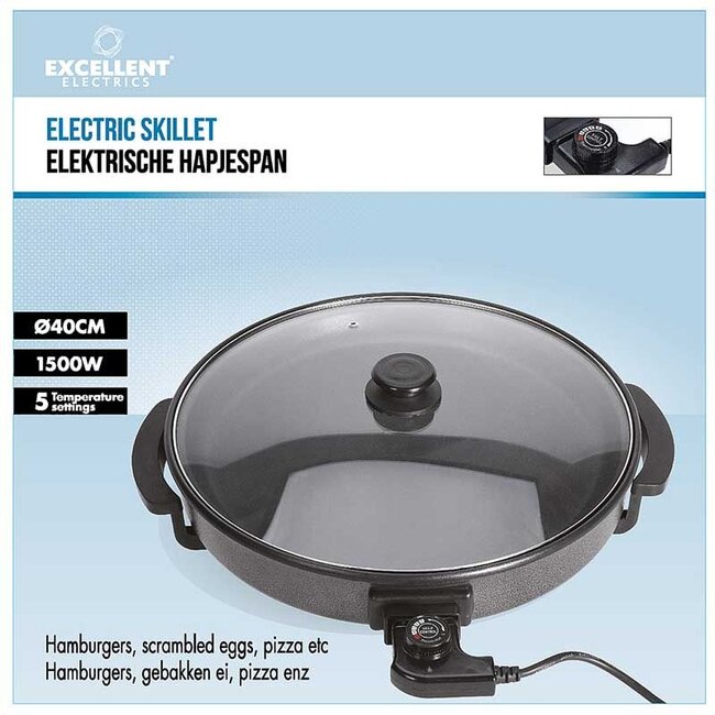 Excellent Electrics Elektrische hapjespan met glazen deksel - 40cm