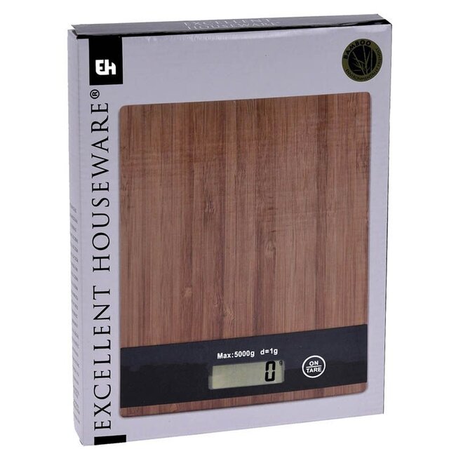 Excellent Houseware Digitale Keukenweegschaal - bamboe