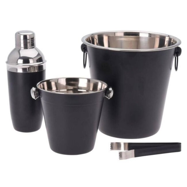 Excellent Houseware Barset 4-delig RVS - mat zwart
