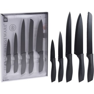Excellent Houseware Messenset - zwart - 5 stuks