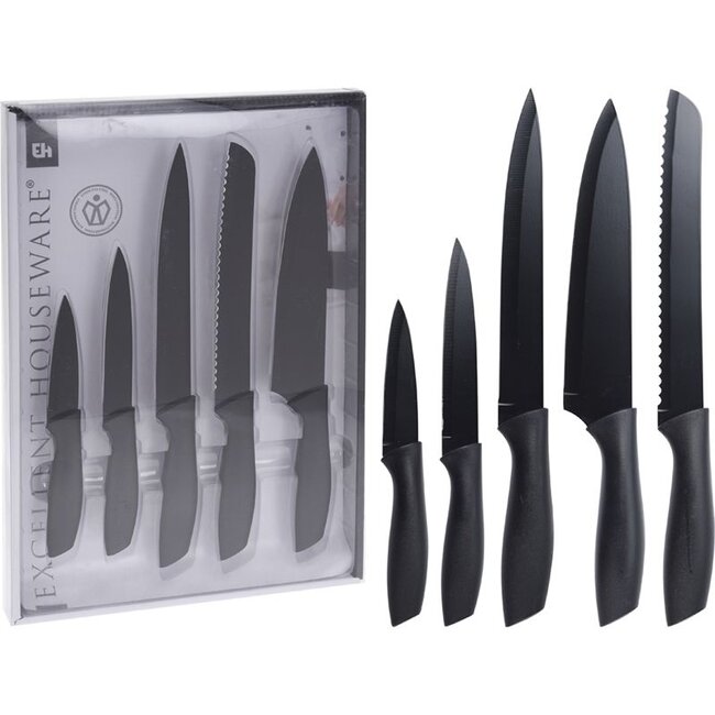 Excellent Houseware Messenset - zwart - 5 stuks