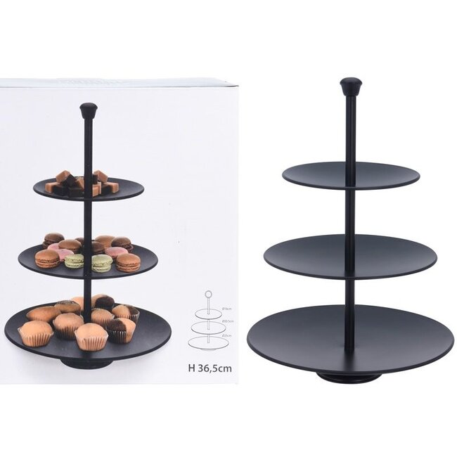 Excellent Houseware Etagere 3 laags - 36.5cm - zwart