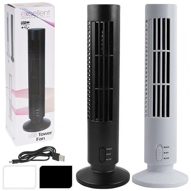 USB Toren ventilator 33 cm wit