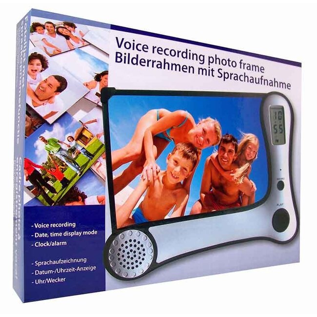 Fotolijst met spraakopnamefunktie en klok