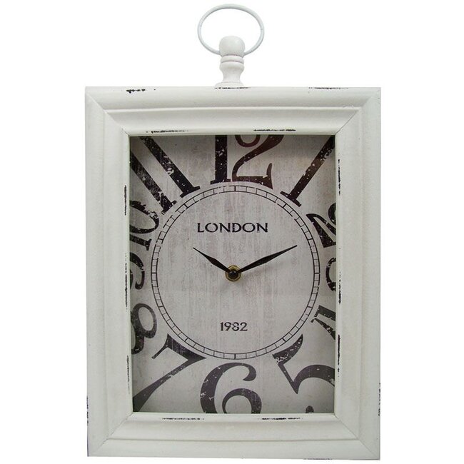 Home&Styling Home & Styling Wand / tafelklok "London" 30x24x6 (wit)