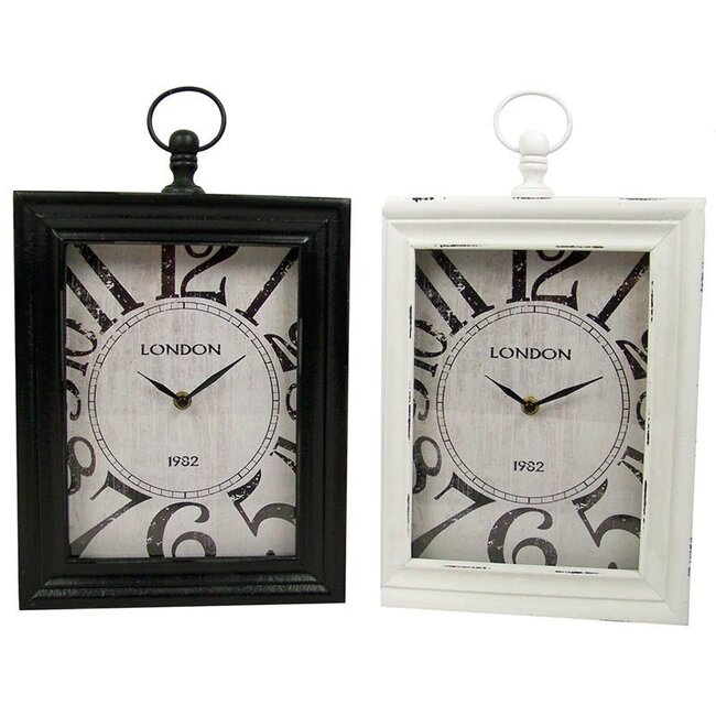 Home&Styling Home & Styling Wand / tafelklok "London" 30x24x6 (wit)