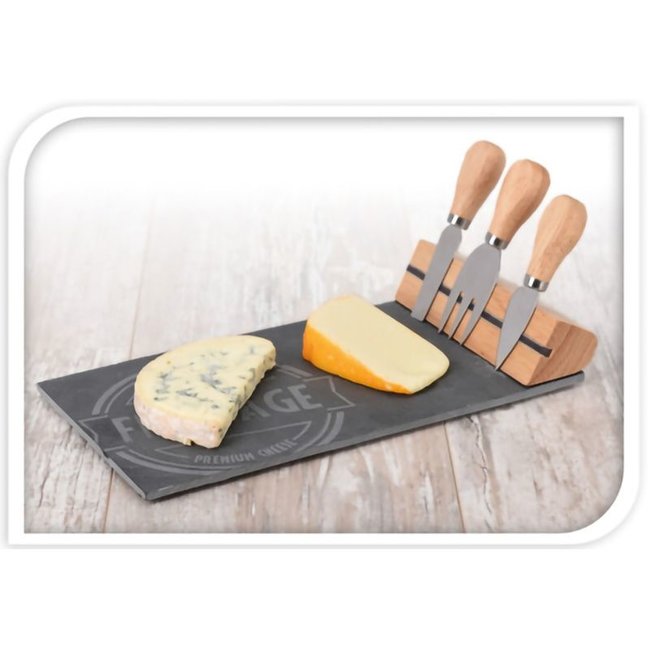 Excellent Houseware Kaasplankje met kaasmessen - leisteen