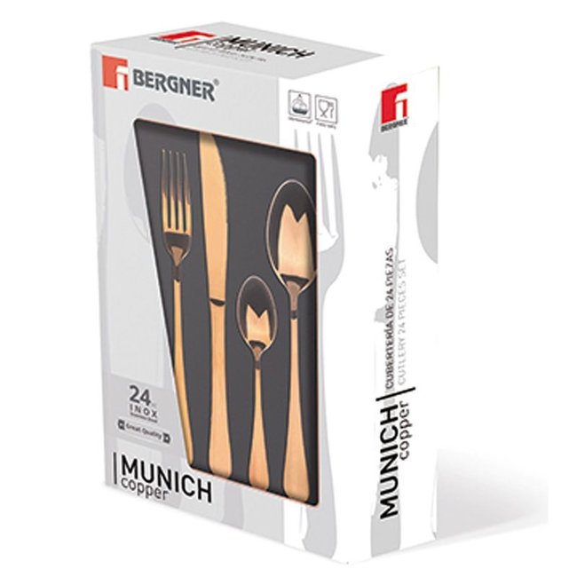 Bergner Bestekset Munich - 24 delig - koperkleur - glans