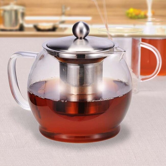 Haushalt International Glazen Theepot met filter - 1.2 liter