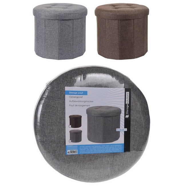 Opberg Poef -  Ø 45 cm x H 39 cm - Grijs