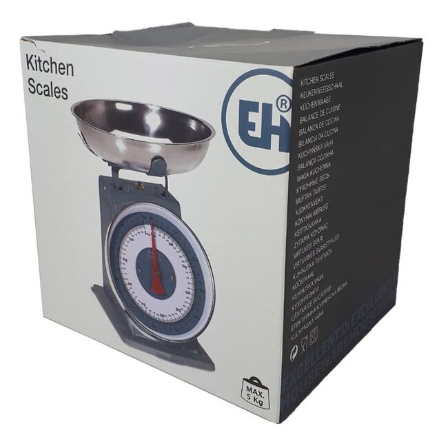 Excellent Houseware Retro Keukenweegschaal - 5 KG - Blauw