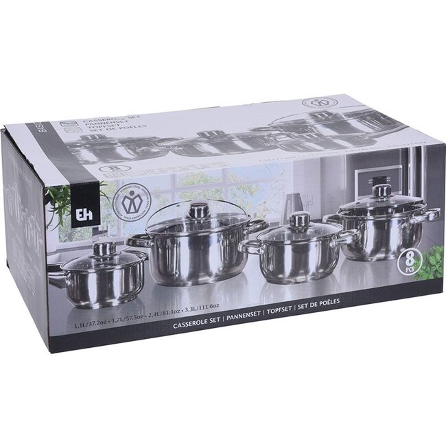 Excellent Houseware Pannenset - 8-delig - RVS