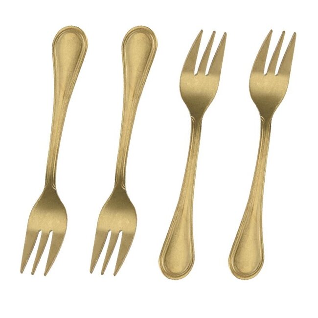 Excellent Houseware Gebaksvorkjes - 4 stuks - goudkleurig