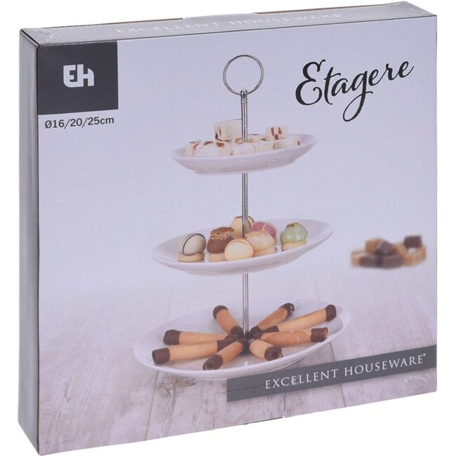 Excellent Houseware Etagère - Porselein - 3 laags