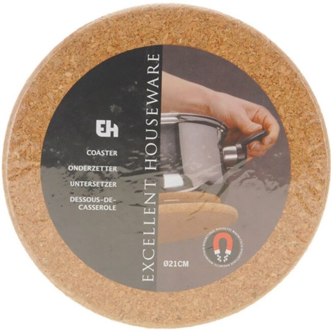 Excellent Houseware Onderzetter van Kurk - Magnetisch - 21cm