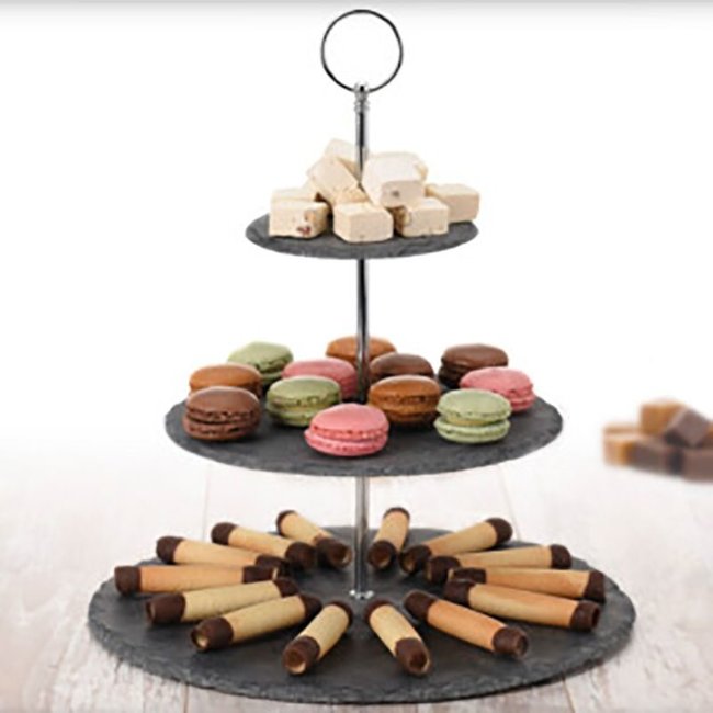 Excellent Houseware Etagère Leisteen - 3 laags