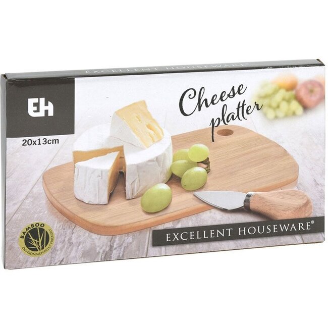 Excellent Houseware Mini-Kaasplankje met Kaasmes - bamboe