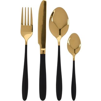 Excellent Houseware Bestekset 16-dlg - zwart en goud