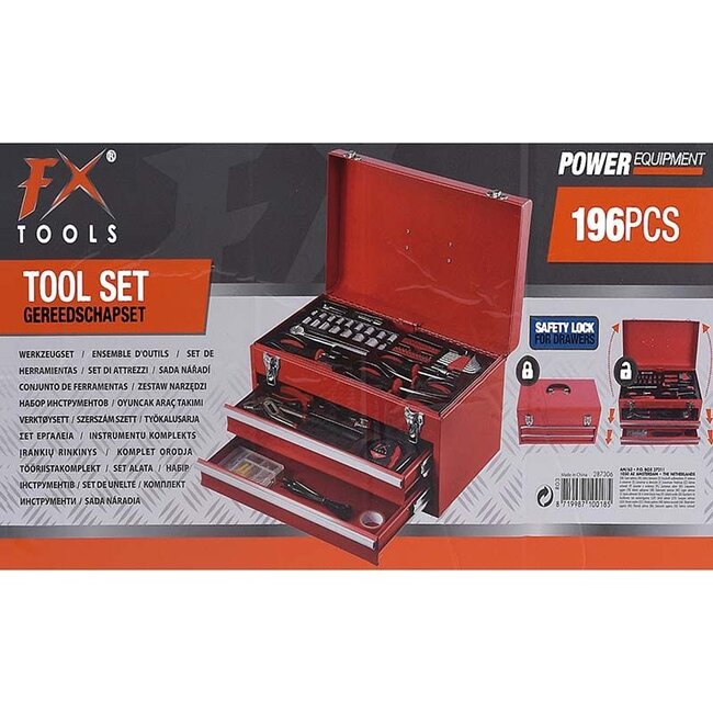 FX Tools Gereedschapskist gevuld met gereedschap - 196 delig