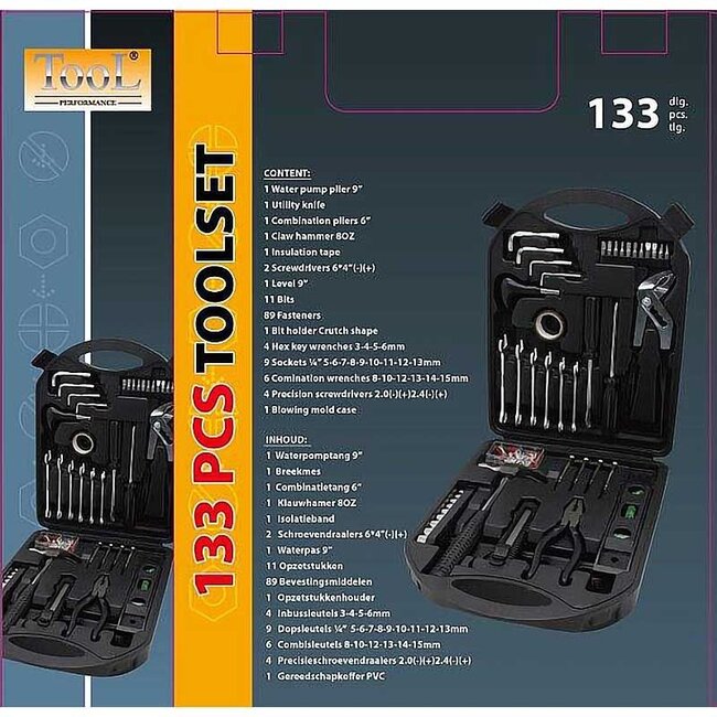 Tool Performance Gereedschapset in koffer - 133 delig