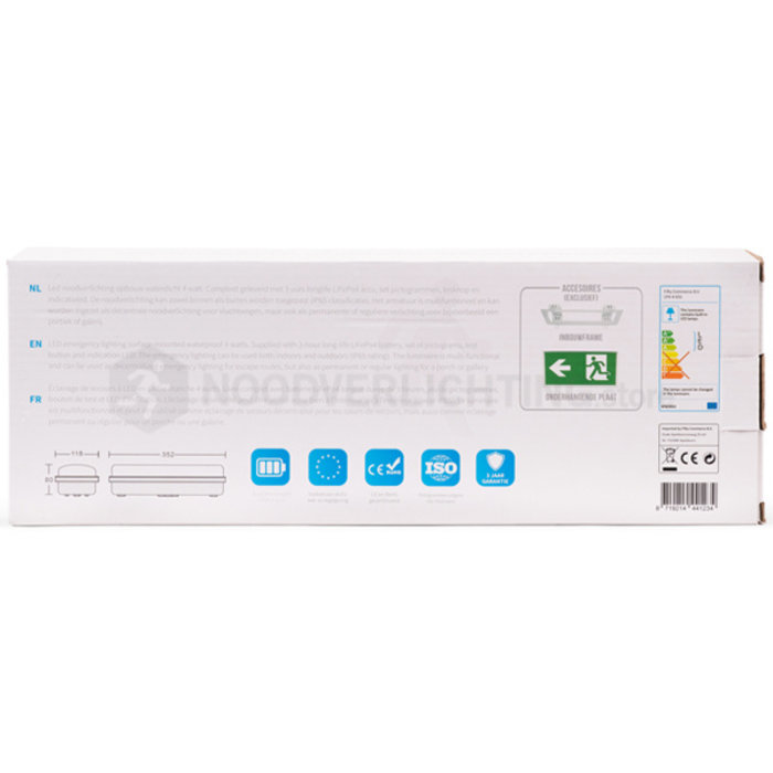 LP4-4-65S - 4 watt noodverlichting LED opbouw waterdicht incl. set pictogrammen en LiFePo4 accupack