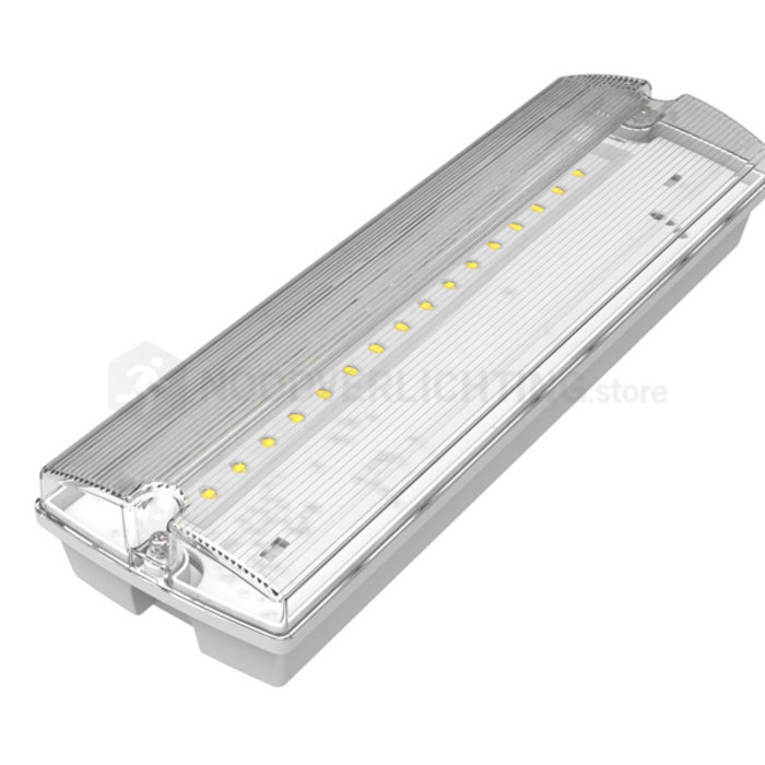 NC3-65SW - 3 watt noodverlichting LED opbouw met transparante kap incl. set pictogrammen en LiFePO4 accupack