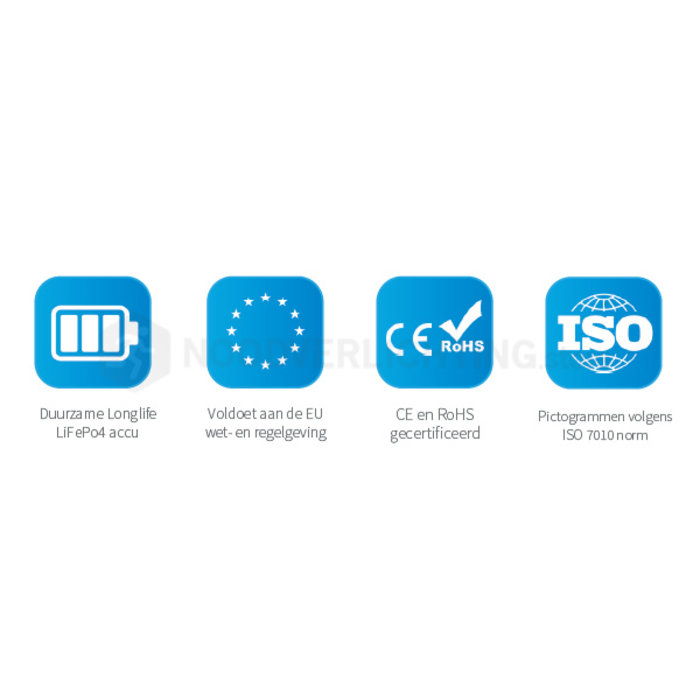 LP4-4-65S - 4 watt noodverlichting LED opbouw waterdicht incl. set pictogrammen en LiFePo4 accupack