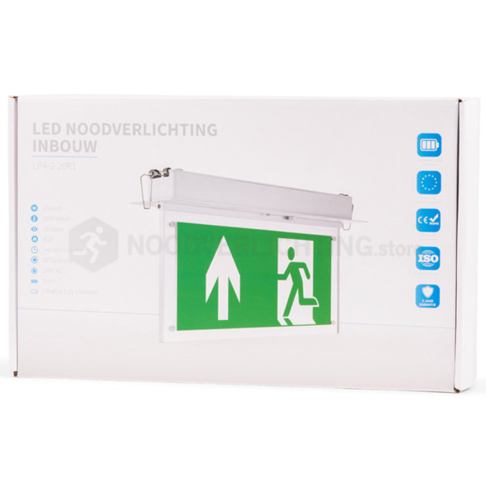 LP4-2-20R1 - 2.5 watt noodverlichting LED inbouw incl. set pictogrammen en LiFePo4 accupack