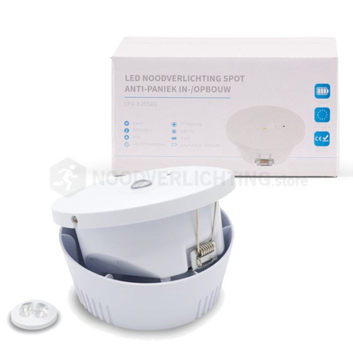LP4-3-20SR2  - 3 watt noodverlichting LED in&opbouw antipaniek incl. LiFePo4 accupack
