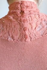 Sweater met kant oud roze