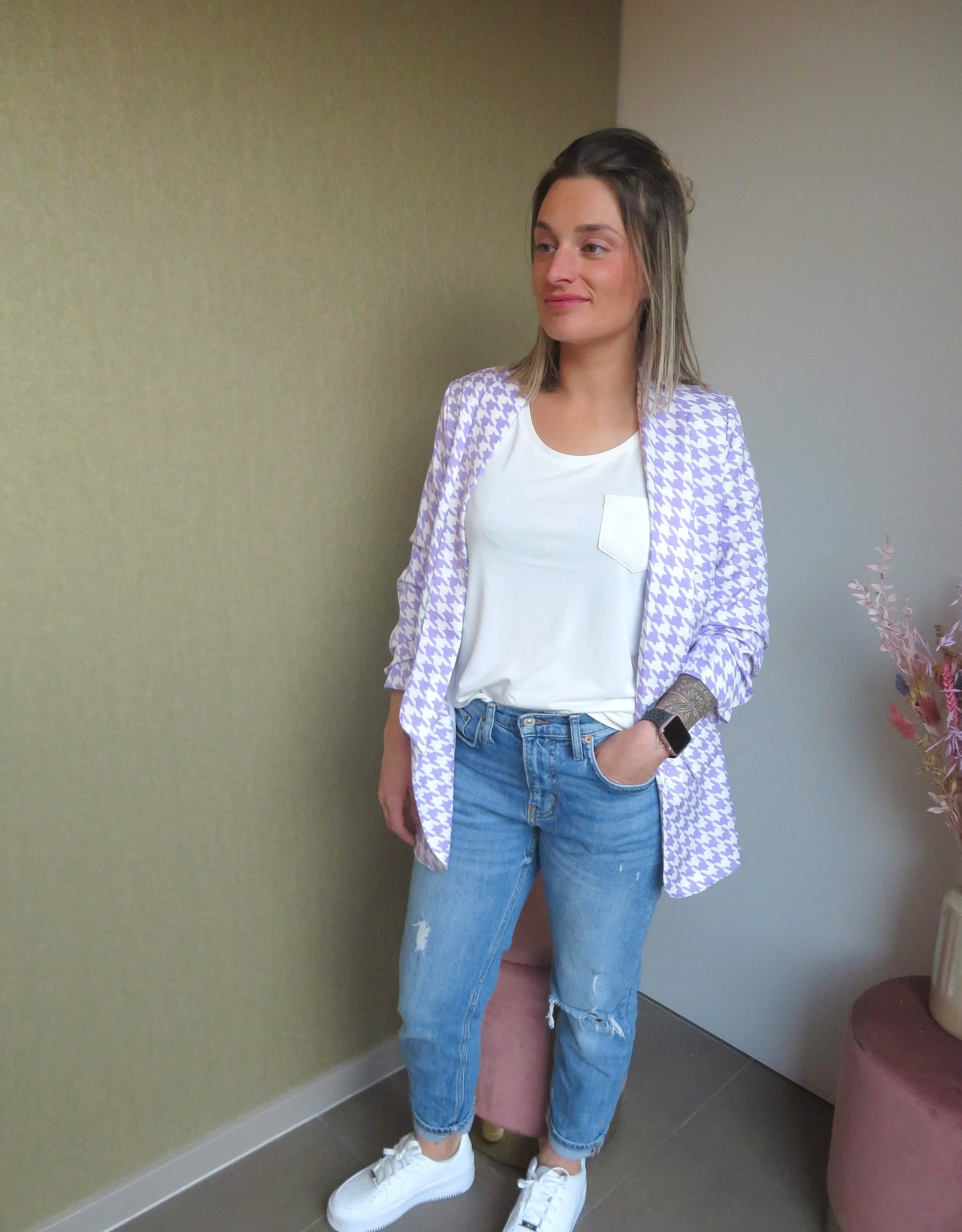 Pied de poule blazer lila