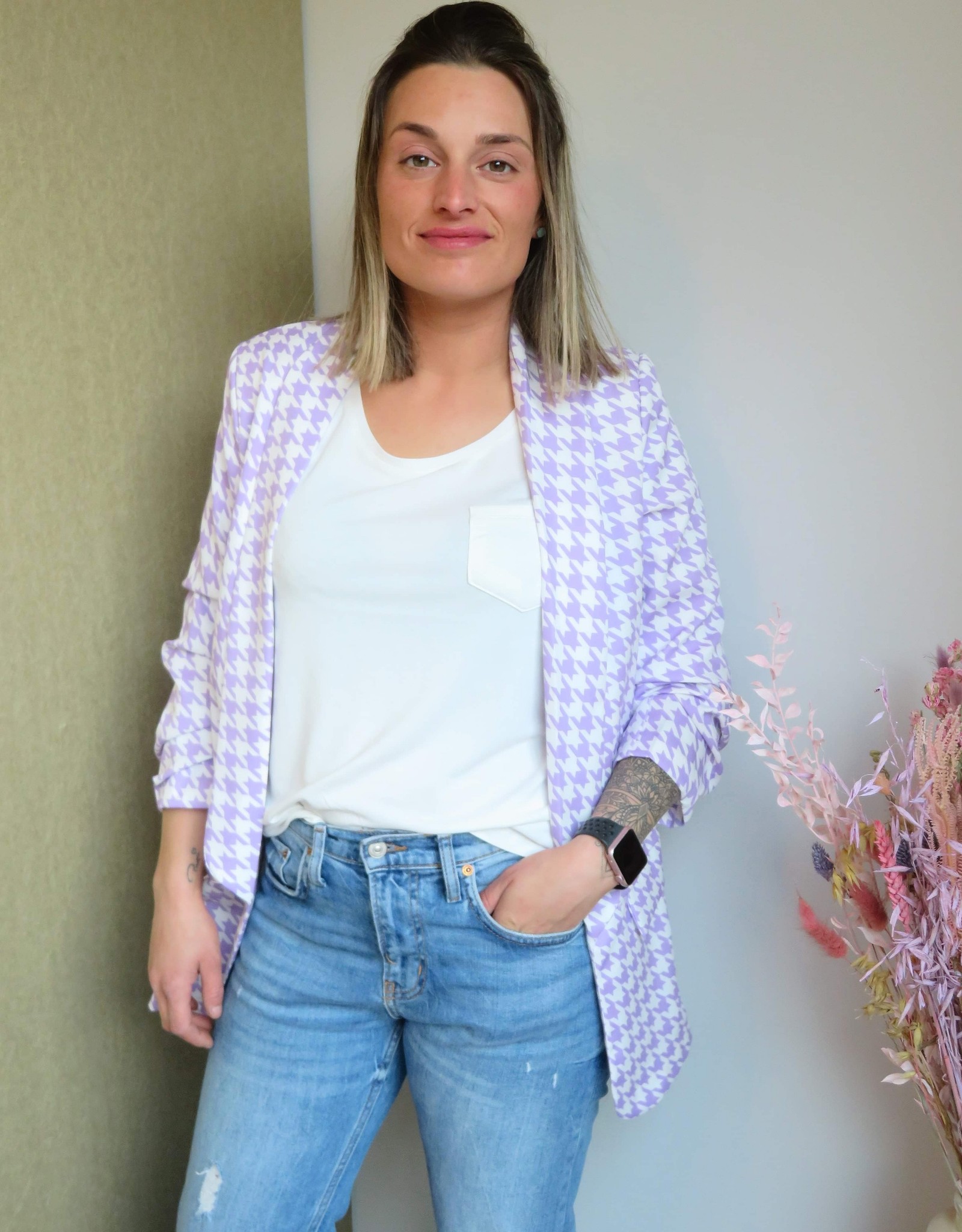 Pied de poule blazer lila