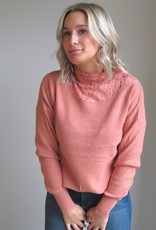 Sweater met kant oud roze