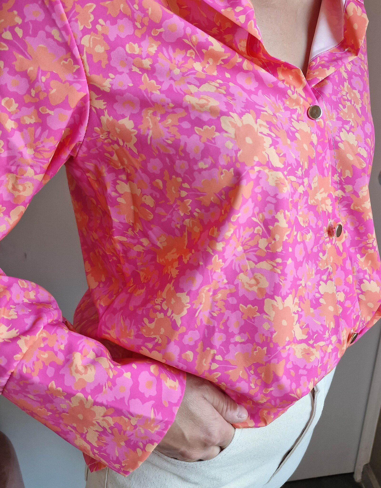 blouse pink flowers