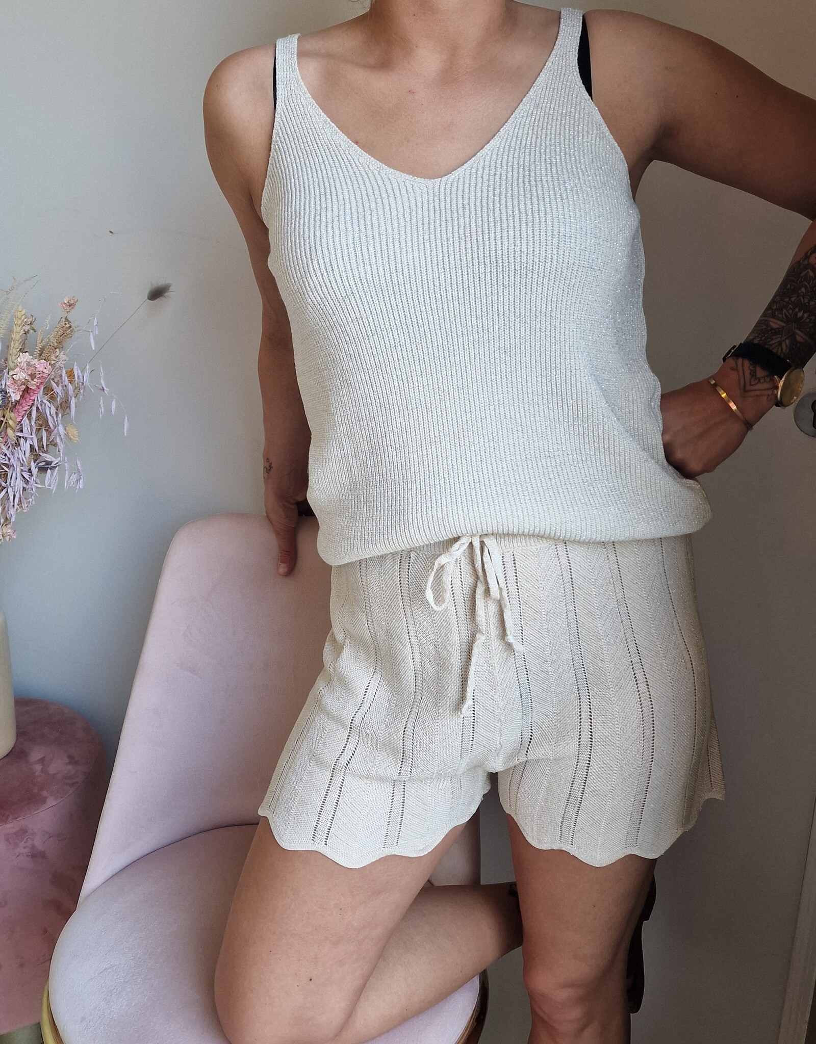 knit short gold/beige