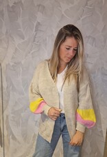 maxi cardigan beige /yellow / pink