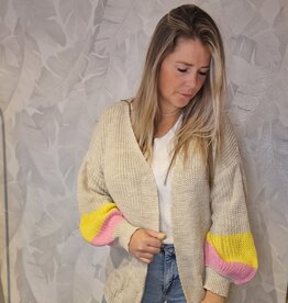 maxi cardigan beige/ yellow/ pink