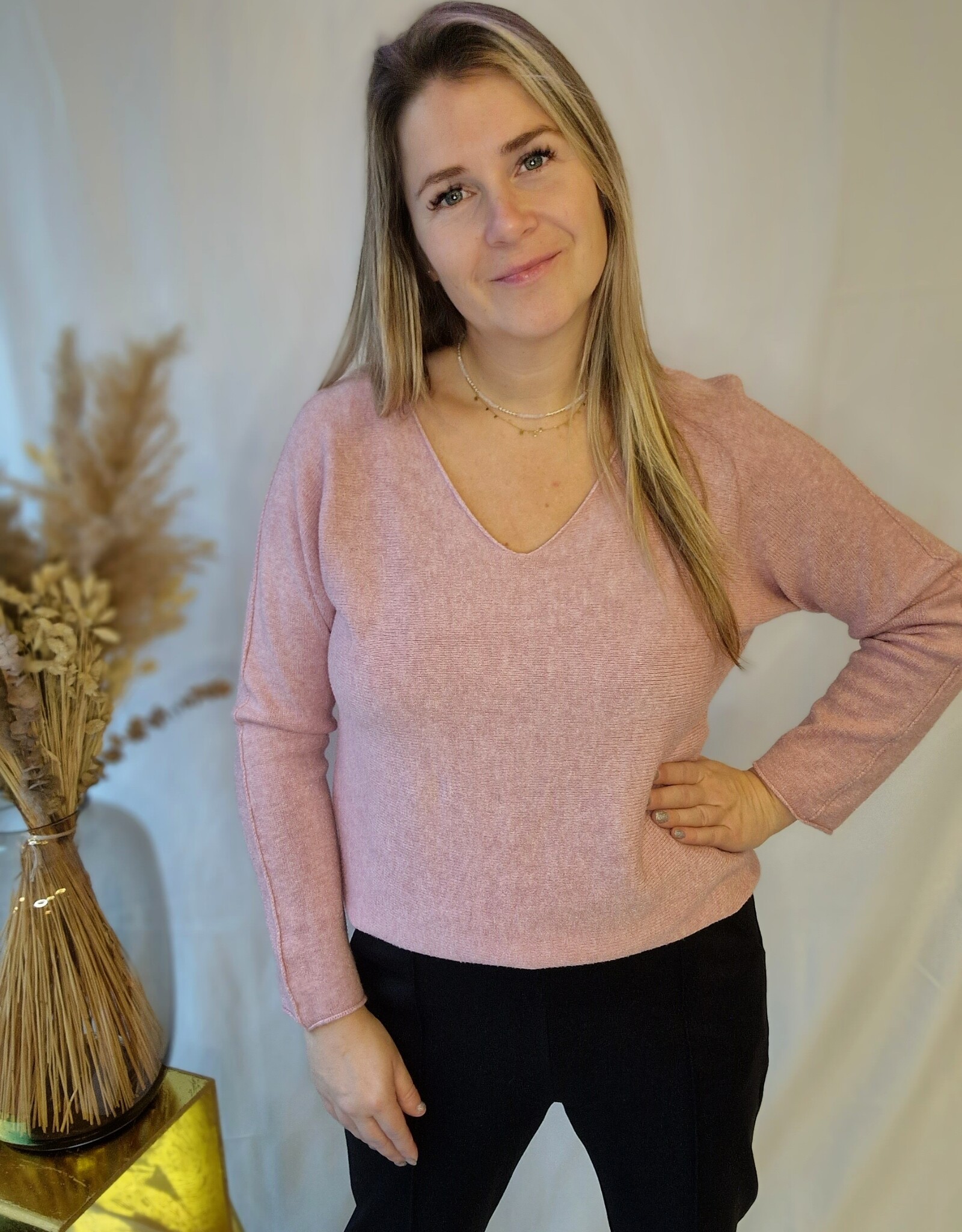 Basic V-Neck sweater Blush