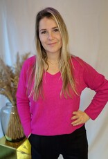 Basic V-Neck sweater fushia