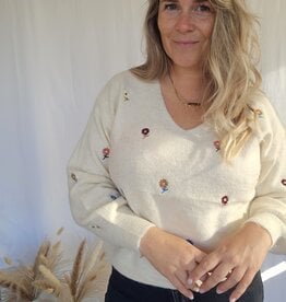 soft floral embroidery sweater