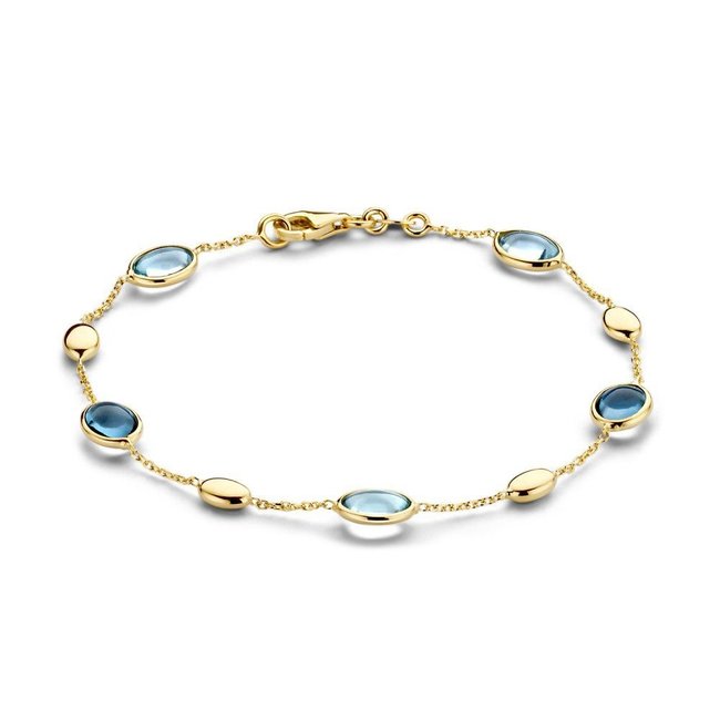 Gouden Haag Jewellery Armband met blauwe edelstenen