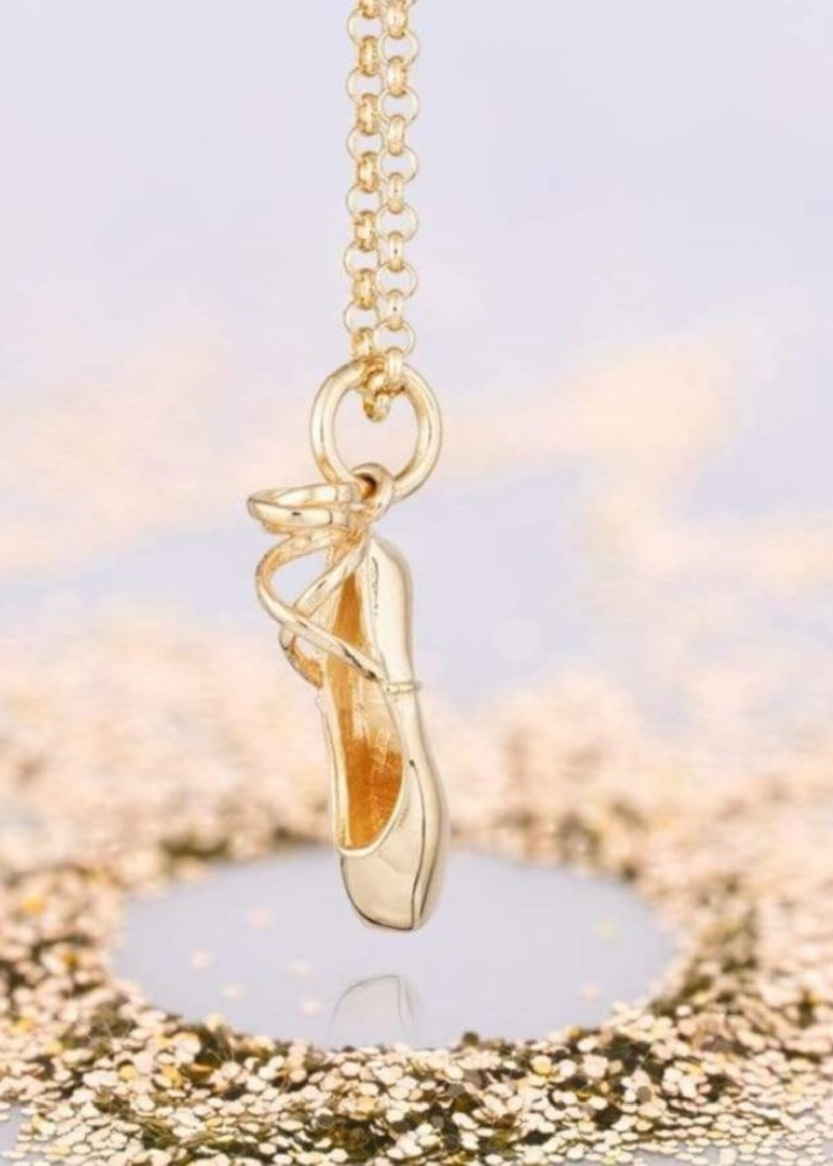 Lily Charmed Gold Plated Pointe Ballet Shoe Necklace