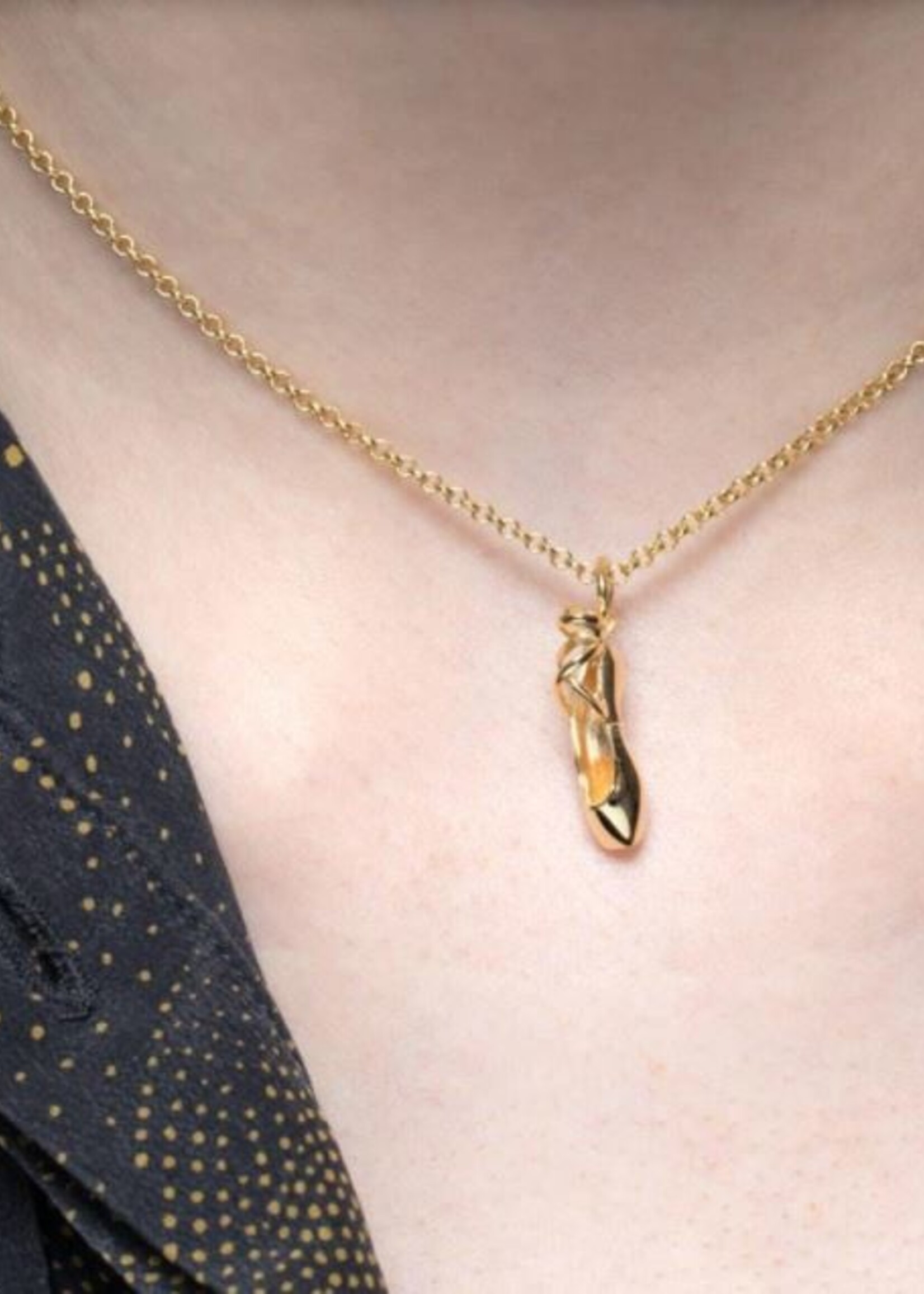 Lily Charmed Gold Plated Pointe Ballet Shoe Necklace