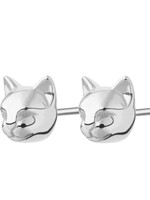 Lily Charmed Silver Cat  Stud Earrings
