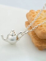 Lily Charmed Lily Charmed Silver Teapot Necklace with 'Happiness' Message