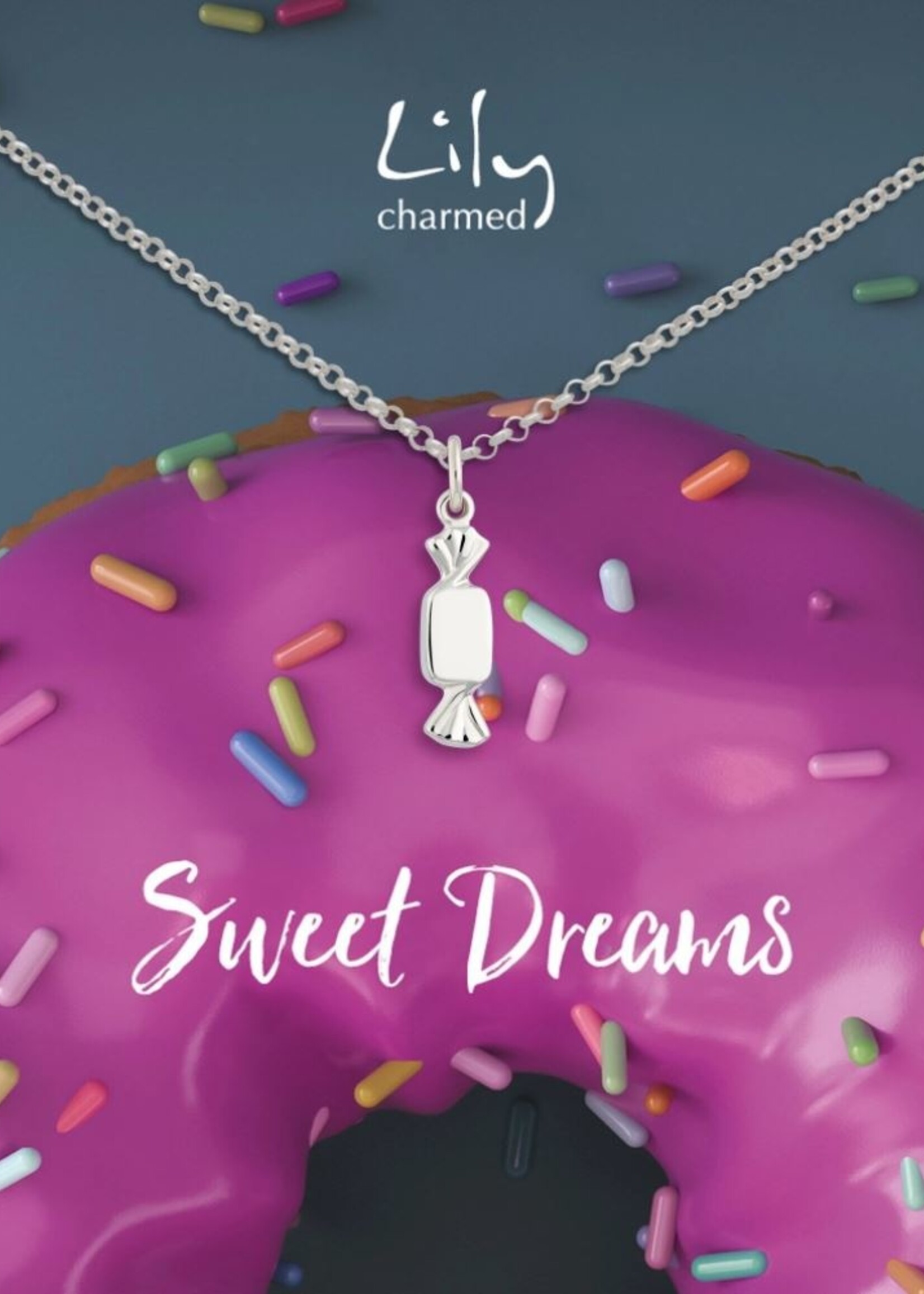 Lily Charmed Lily Charmed  Silver Sweet Necklace with 'Sweet Dreams' Message