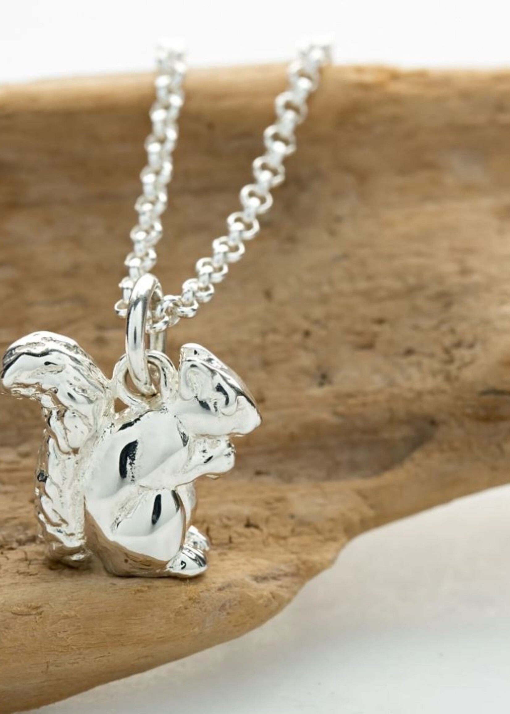 Lily Charmed Lily Charmed Silver Squirrel Necklace with 'Live Wild' Message