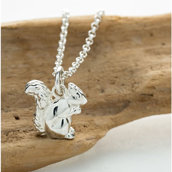 Lily Charmed Lily Charmed Silver Squirrel Necklace with 'Live Wild' Message