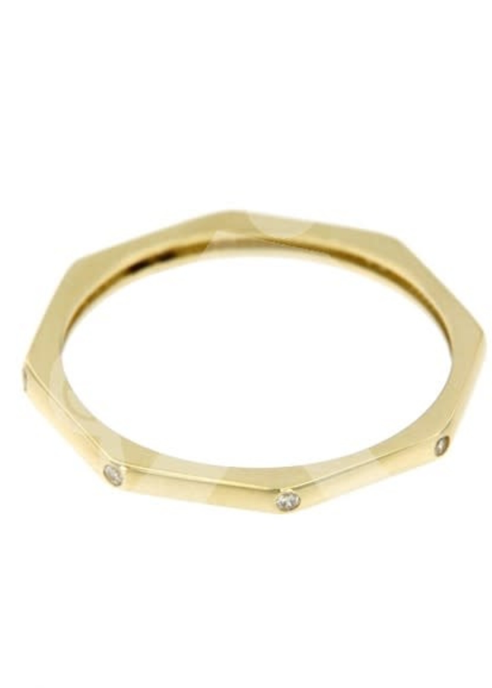 Gouden Haag Jewellery Ring  Achtkant Geelgoud Zirkonia