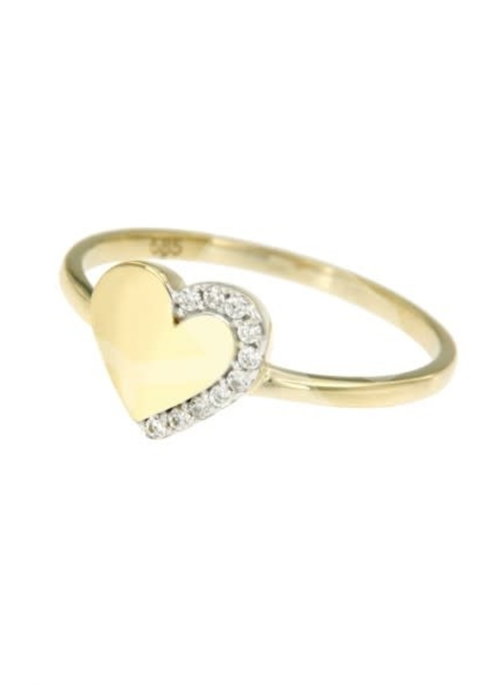 Gouden Haag Jewellery Ring Heart Yellow Gold Zirconia